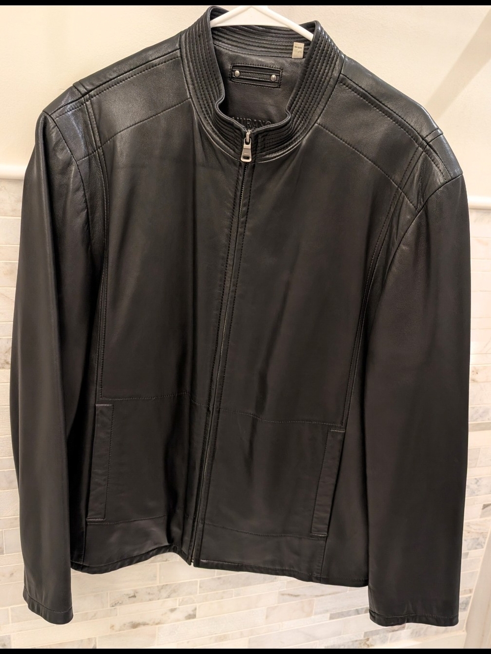 Mens Murano Black Leather Jacket